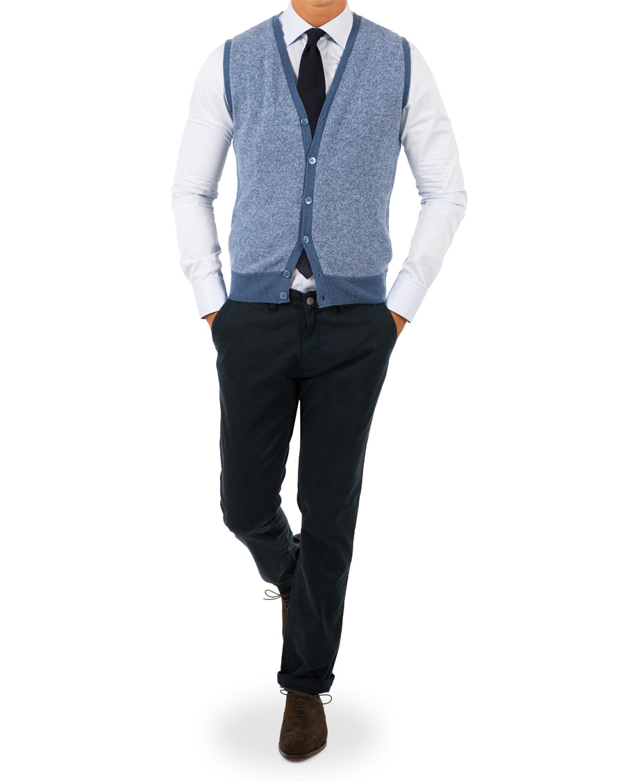 Hombres | Jerséis y prendas de punto | Stenströms | Lambswool Vest Blue