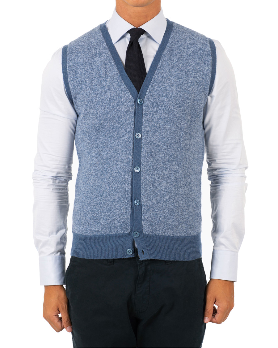 Hombres | Jerséis y prendas de punto | Stenströms | Lambswool Vest Blue