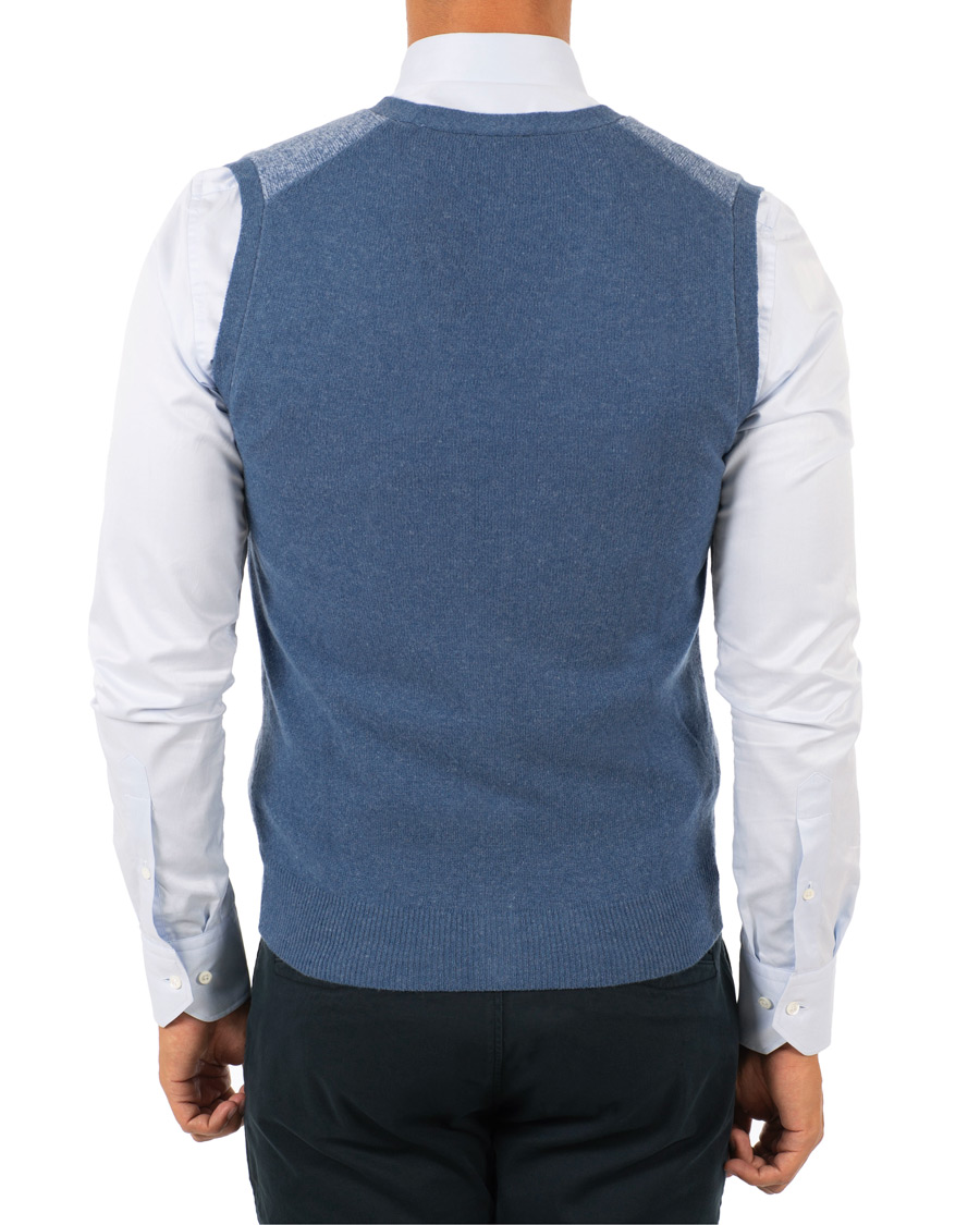 Hombres | Jerséis y prendas de punto | Stenströms | Lambswool Vest Blue