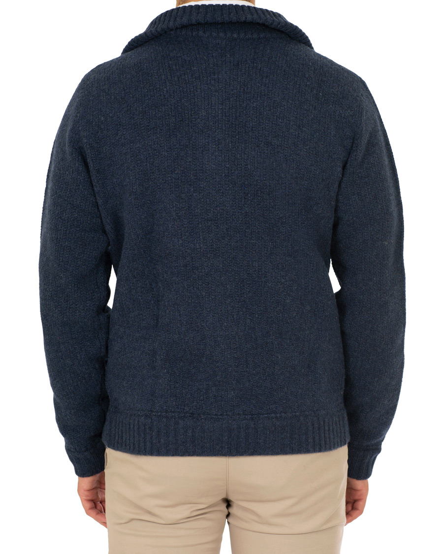 Hombres | Jerséis y prendas de punto | Stenströms | Merino Wool Knitted Cardigan Navy