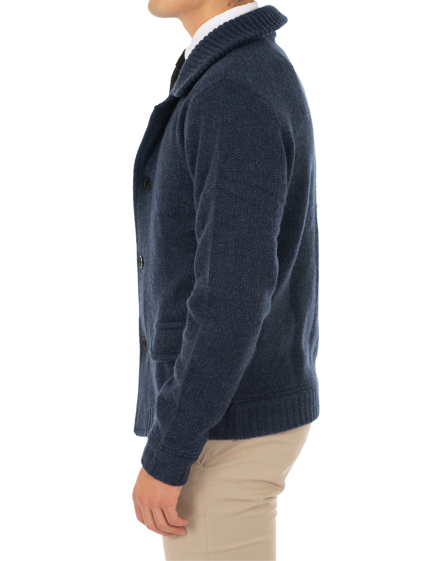 Hombres | Jerséis y prendas de punto | Stenströms | Merino Wool Knitted Cardigan Navy