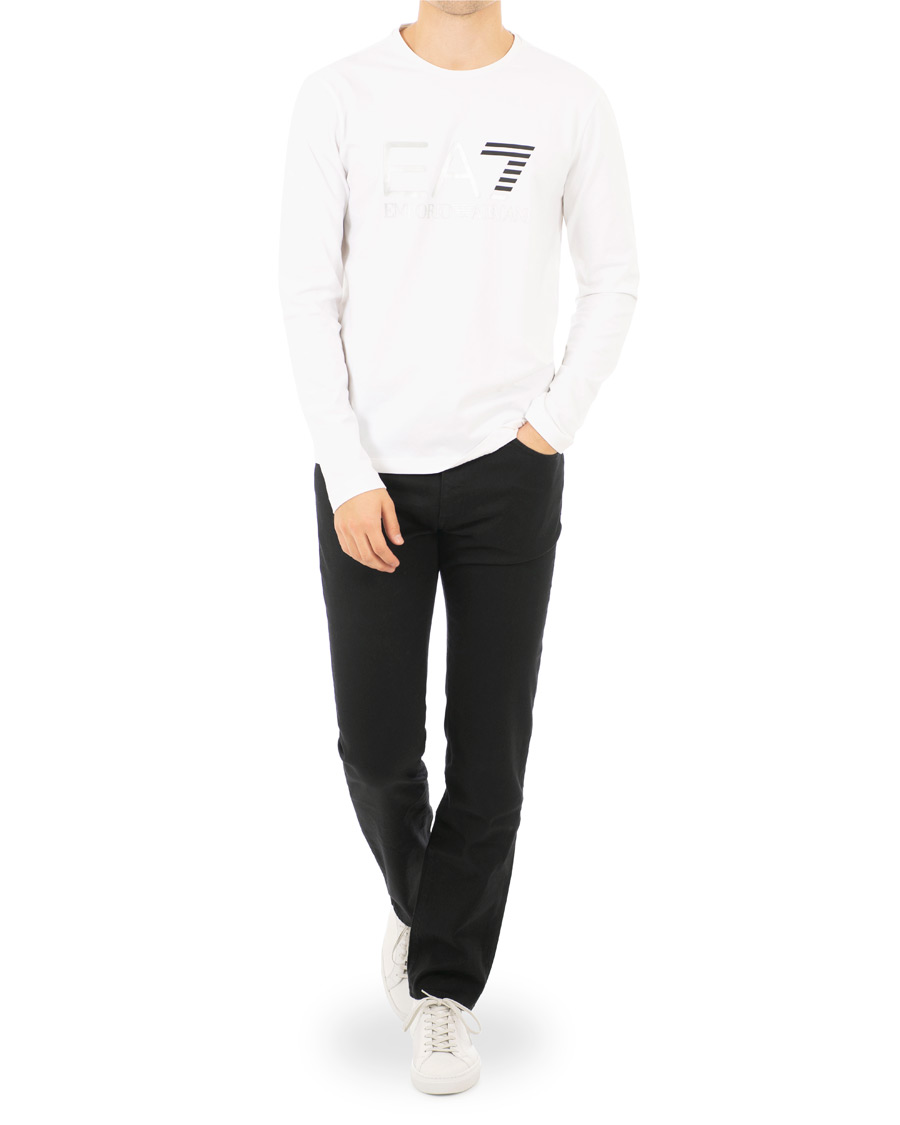 Hombres | Camisetas | EA7 | Train Logo Crew Neck Long Sleeve Tee White