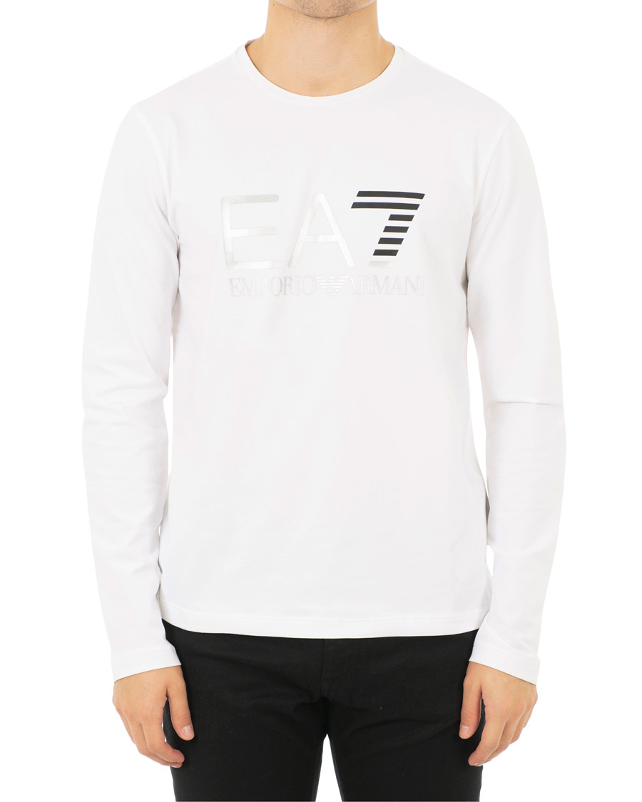 Hombres | Camisetas | EA7 | Train Logo Crew Neck Long Sleeve Tee White
