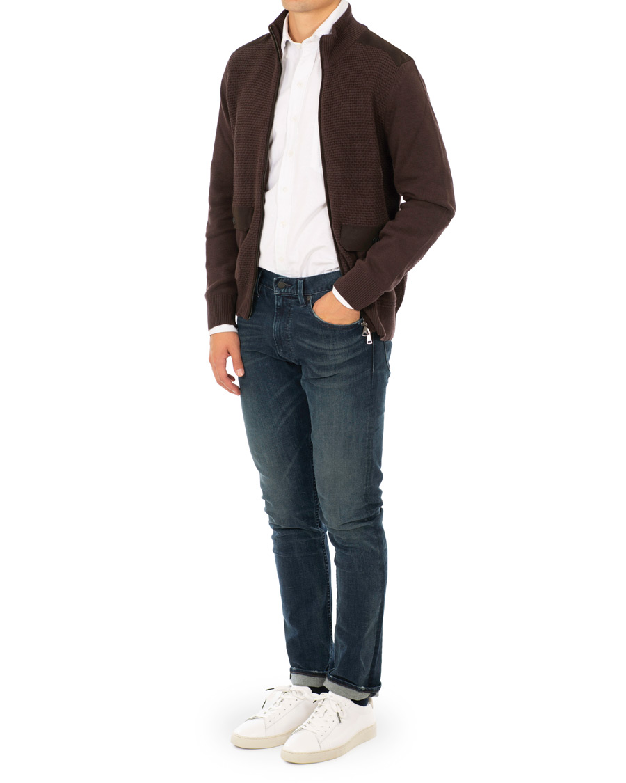 Hombres | Jerséis y prendas de punto | Hackett | Flannel Textured Full Zip Brown