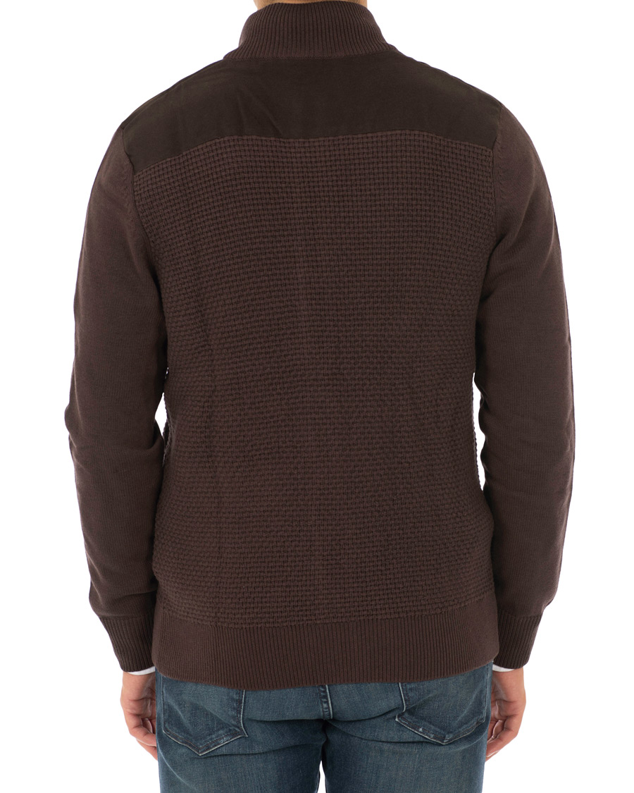 Hombres | Jerséis y prendas de punto | Hackett | Flannel Textured Full Zip Brown