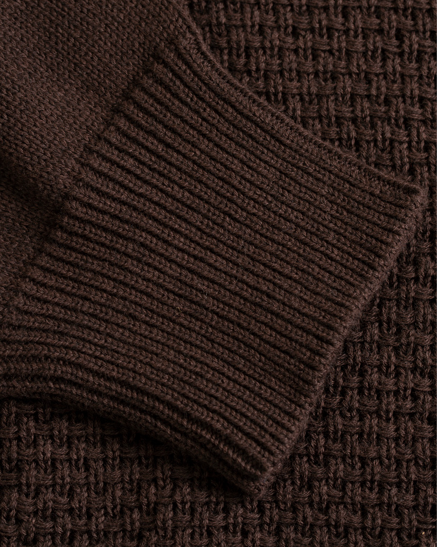 Hombres | Jerséis y prendas de punto | Hackett | Flannel Textured Full Zip Brown