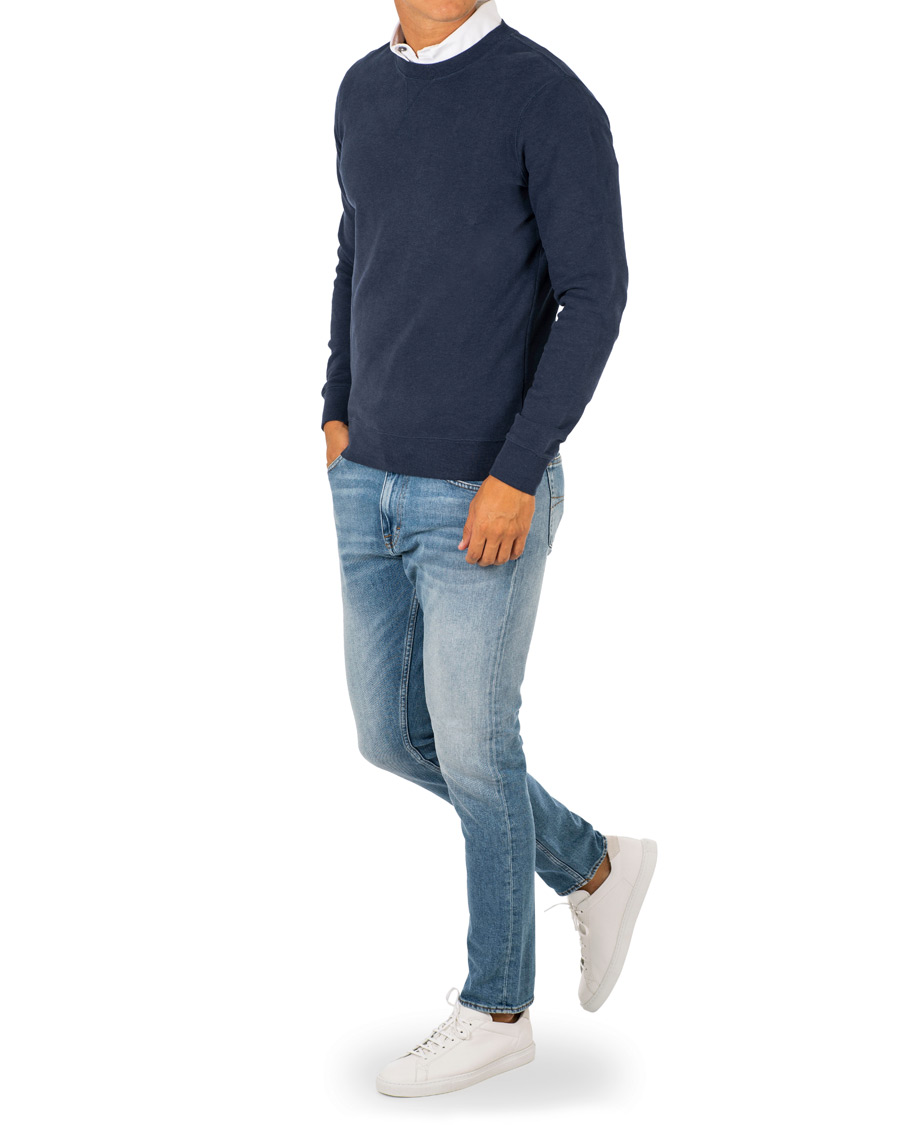 Hombres | Jerséis y prendas de punto | Sunspel | Loopback Sweatshirt Navy Melange