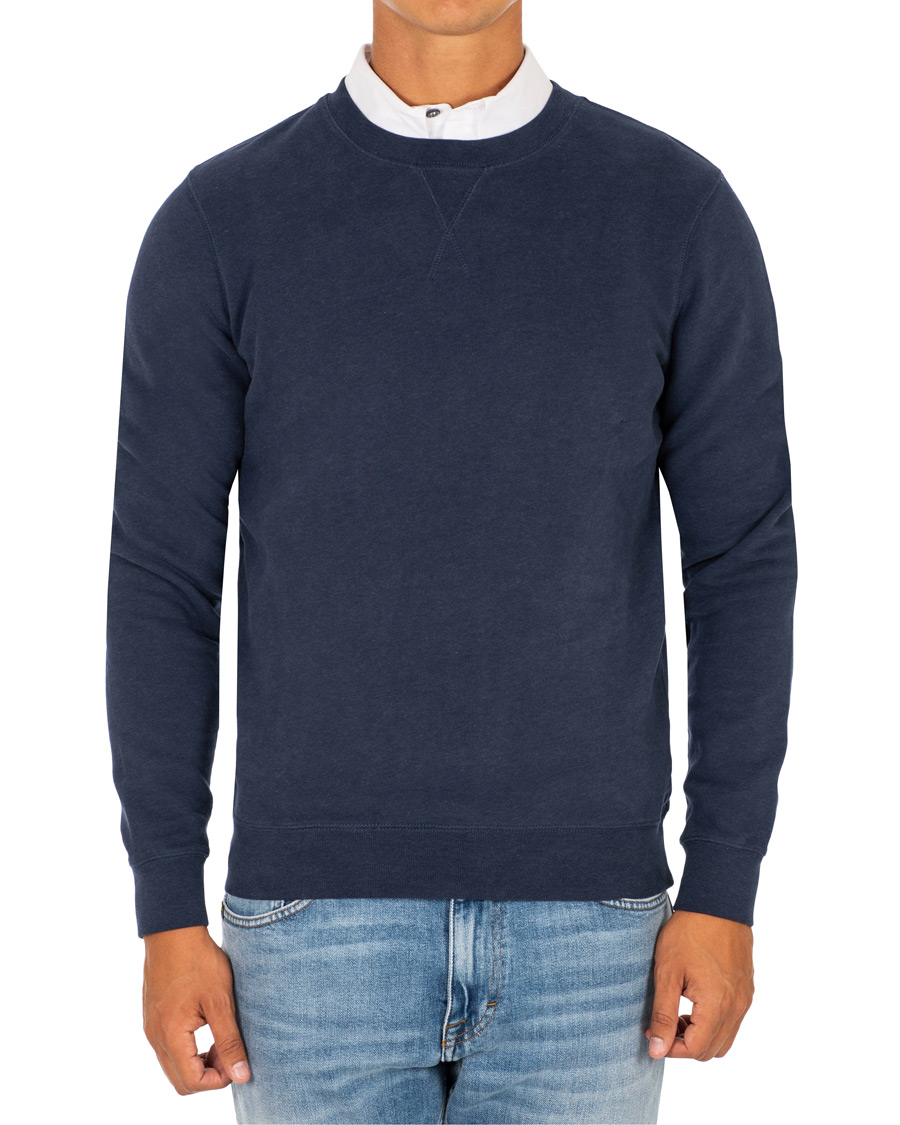 Hombres | Jerséis y prendas de punto | Sunspel | Loopback Sweatshirt Navy Melange