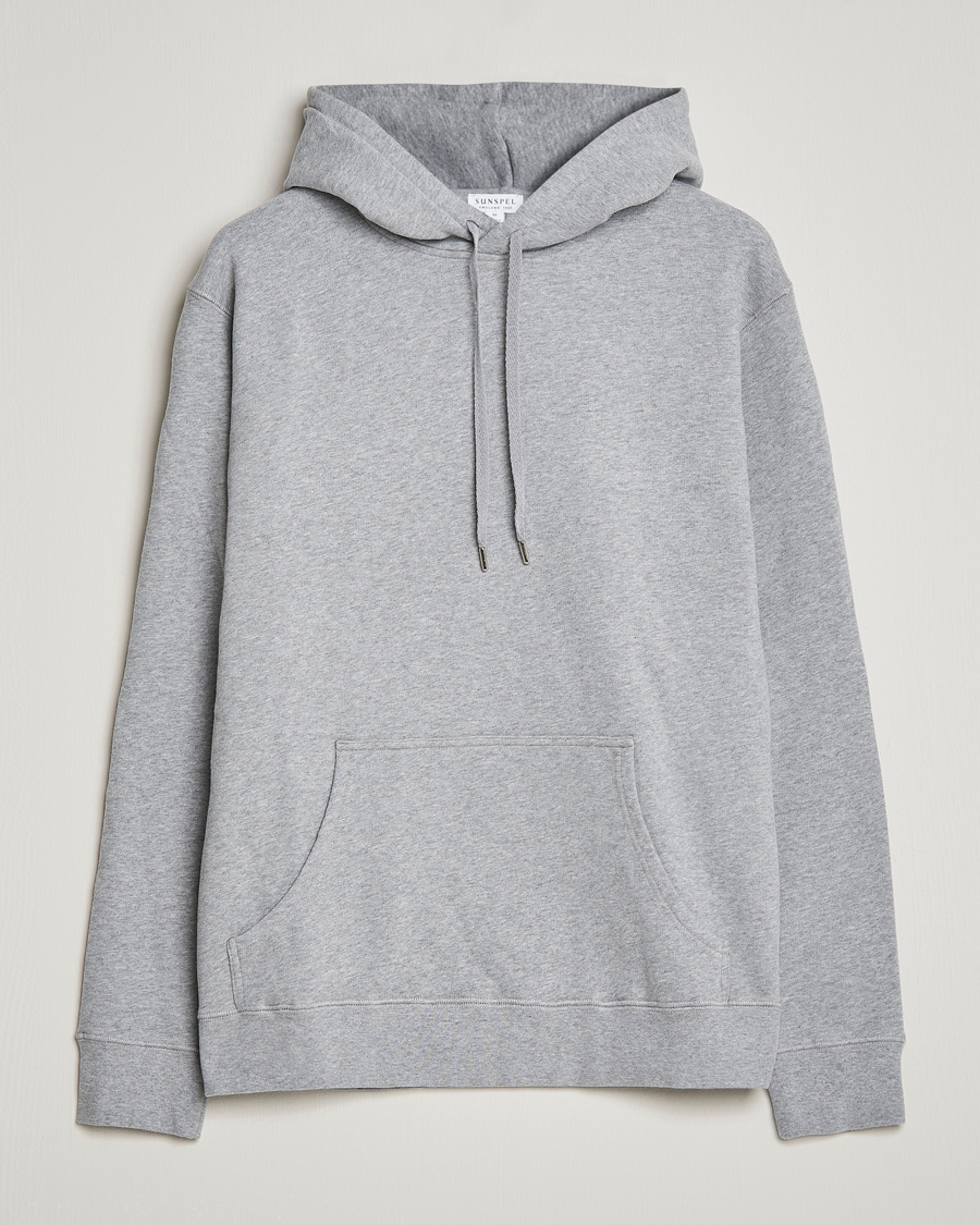 Hombres | Jerséis y prendas de punto | Sunspel | Loopback Hoodie Grey Melange