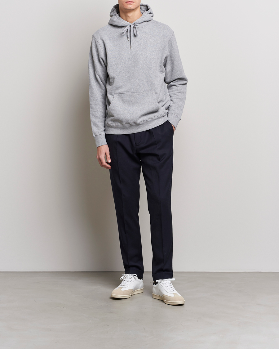 Hombres | Jerséis y prendas de punto | Sunspel | Loopback Hoodie Grey Melange