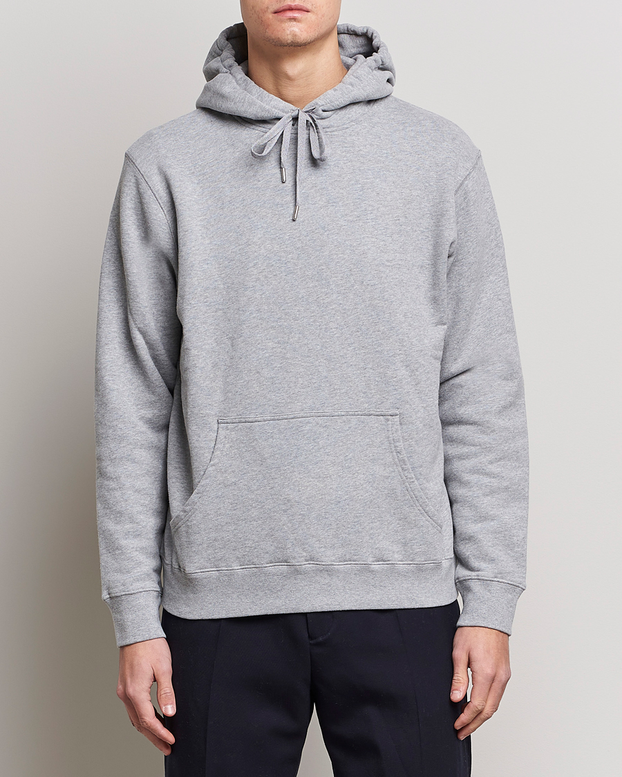 Hombres | Jerséis y prendas de punto | Sunspel | Loopback Hoodie Grey Melange