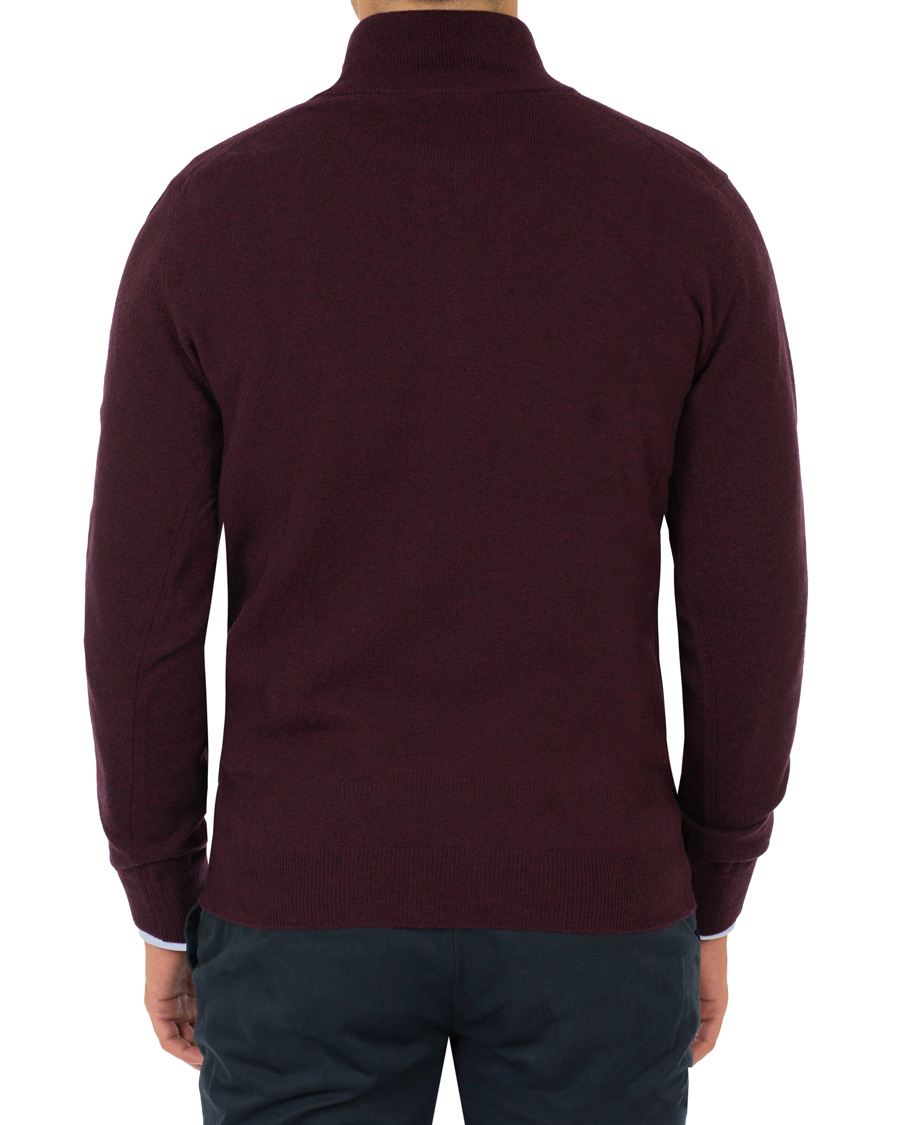 Hombres | Jerséis y prendas de punto | Gant | Superfine Lambswool Half Zip Dark Burgundy Melange