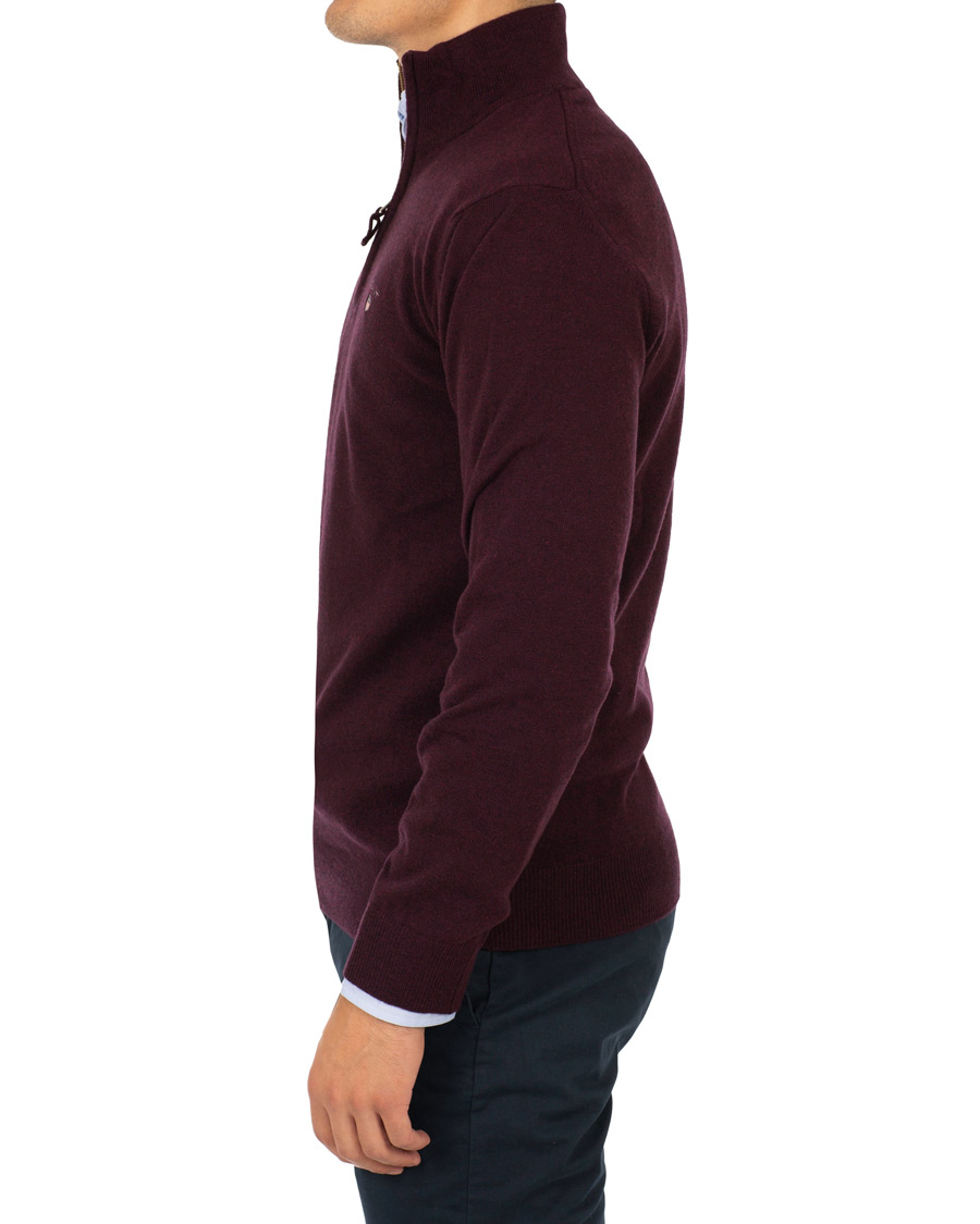 Hombres | Jerséis y prendas de punto | Gant | Superfine Lambswool Half Zip Dark Burgundy Melange