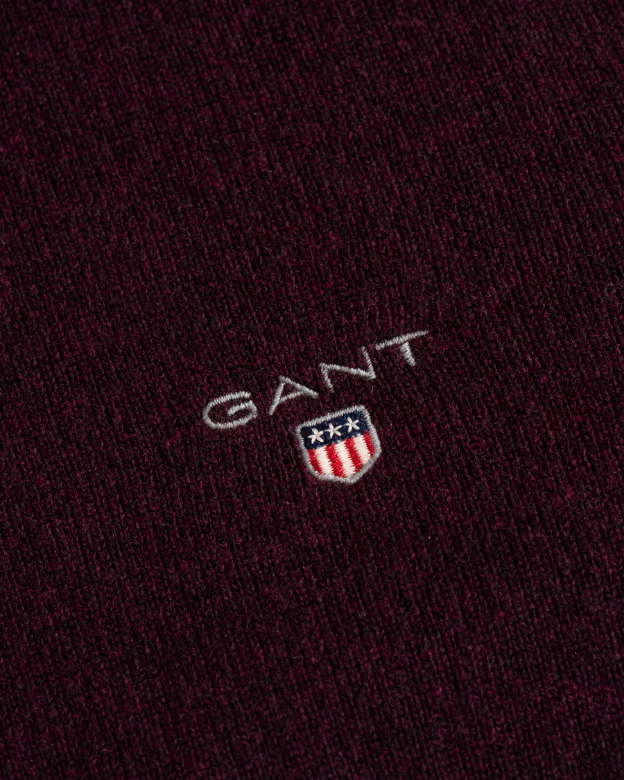 Hombres | Jerséis y prendas de punto | Gant | Superfine Lambswool Half Zip Dark Burgundy Melange