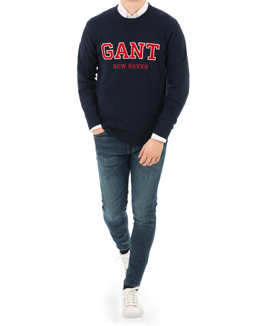 Hombres | Jerséis y prendas de punto | GANT | Logo Crew Neck Marine