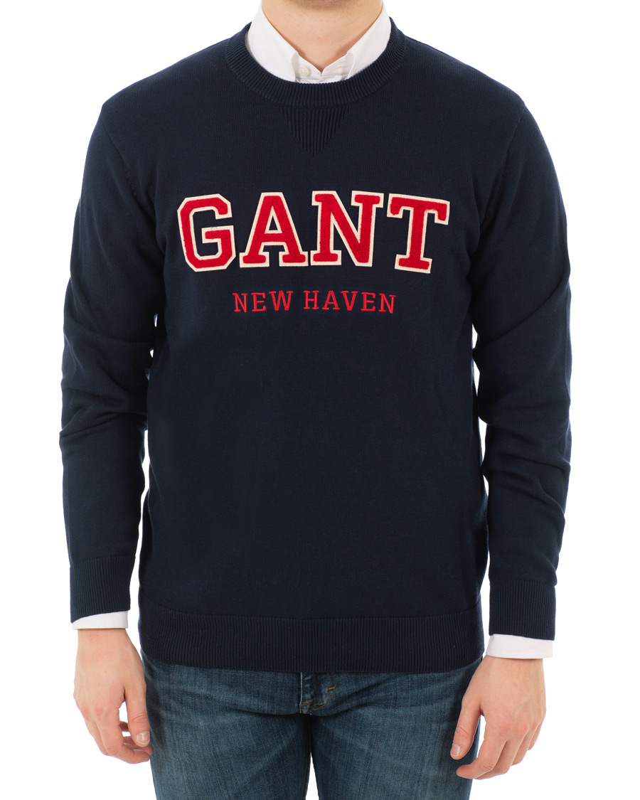 Hombres | Jerséis y prendas de punto | GANT | Logo Crew Neck Marine