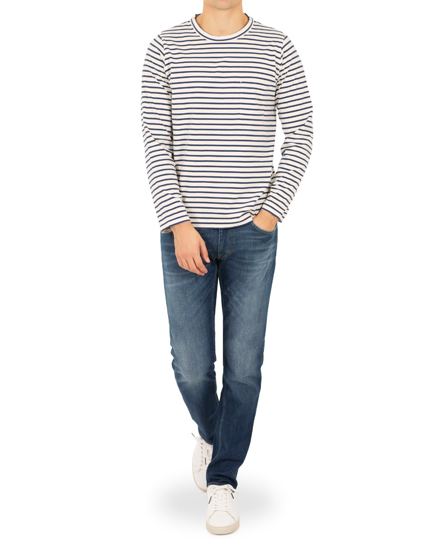 Hombres | Camisetas | The Workers Club | Breton Stripe Sweater White/Navy