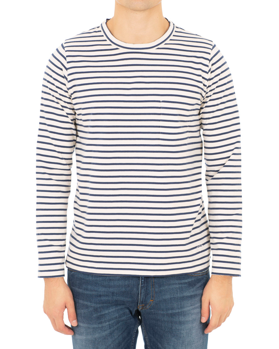 Hombres | Camisetas | The Workers Club | Breton Stripe Sweater White/Navy