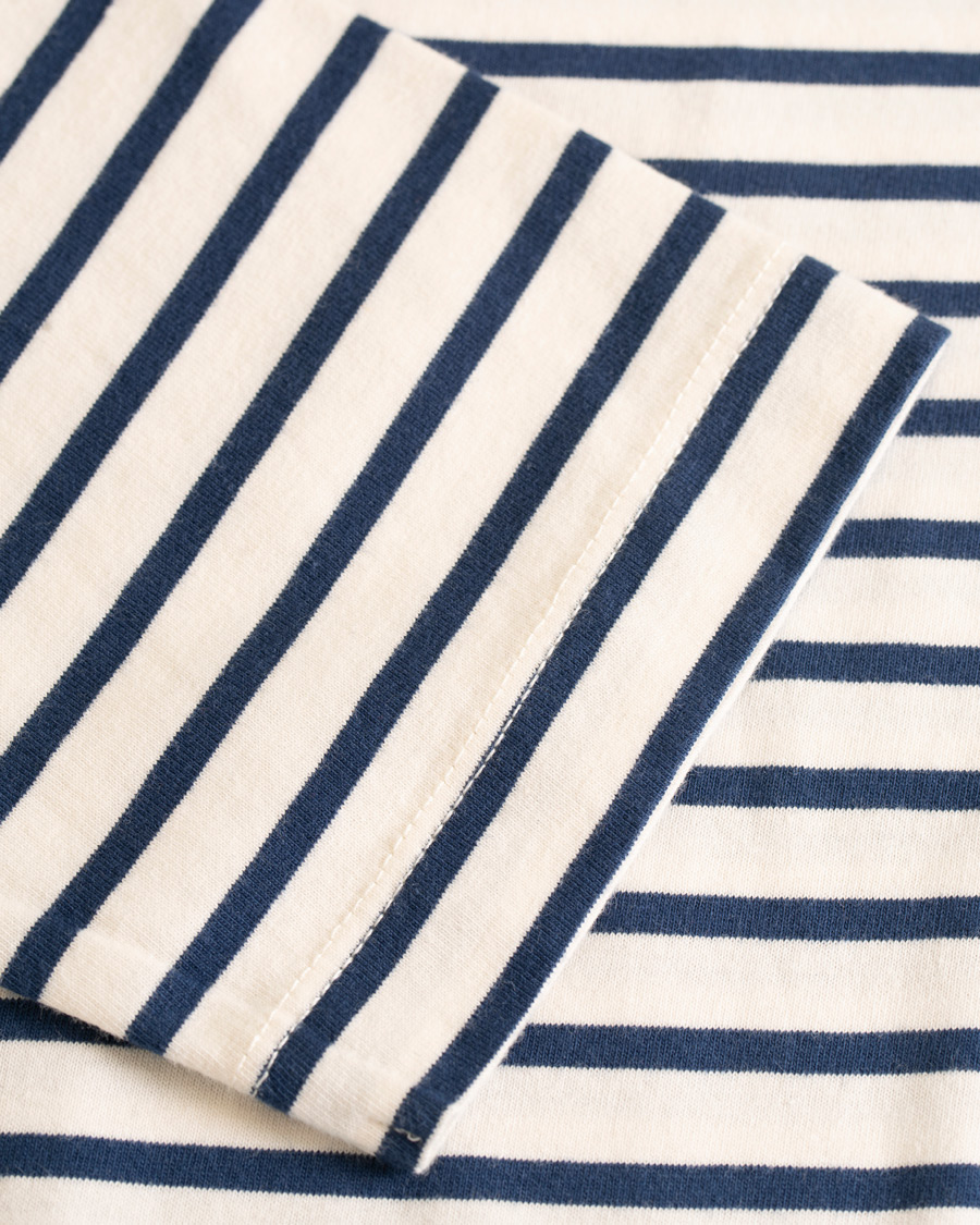 Hombres | Camisetas | The Workers Club | Breton Stripe Sweater White/Navy