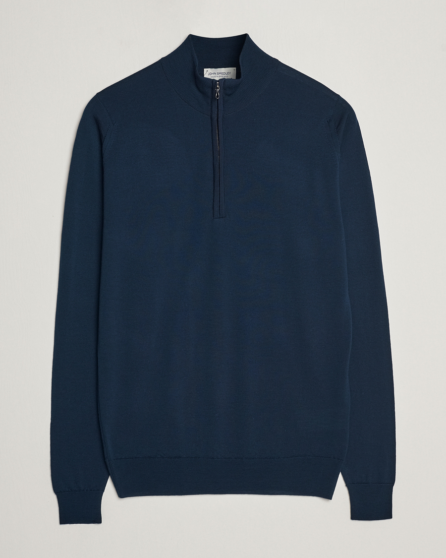 Hombres | Jerséis y prendas de punto | John Smedley | Barrow Extra Fine Merino Half Zip Orion Green