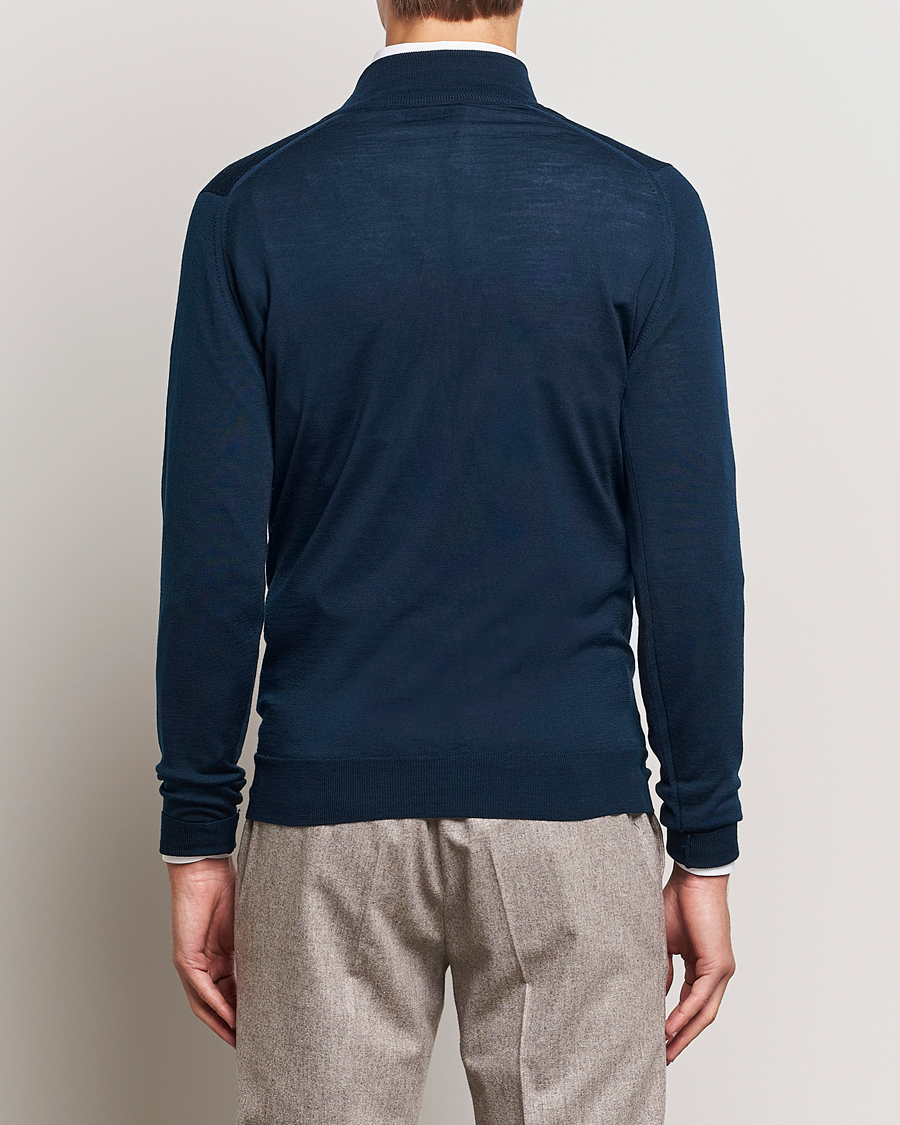 Hombres | Jerséis y prendas de punto | John Smedley | Barrow Extra Fine Merino Half Zip Orion Green