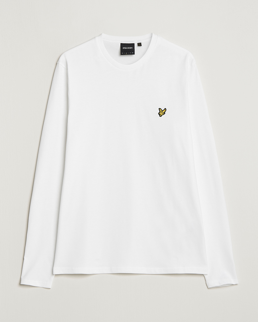Hombres | Camisetas | Lyle & Scott | Plain Long Sleeve Cotton T-Shirt White