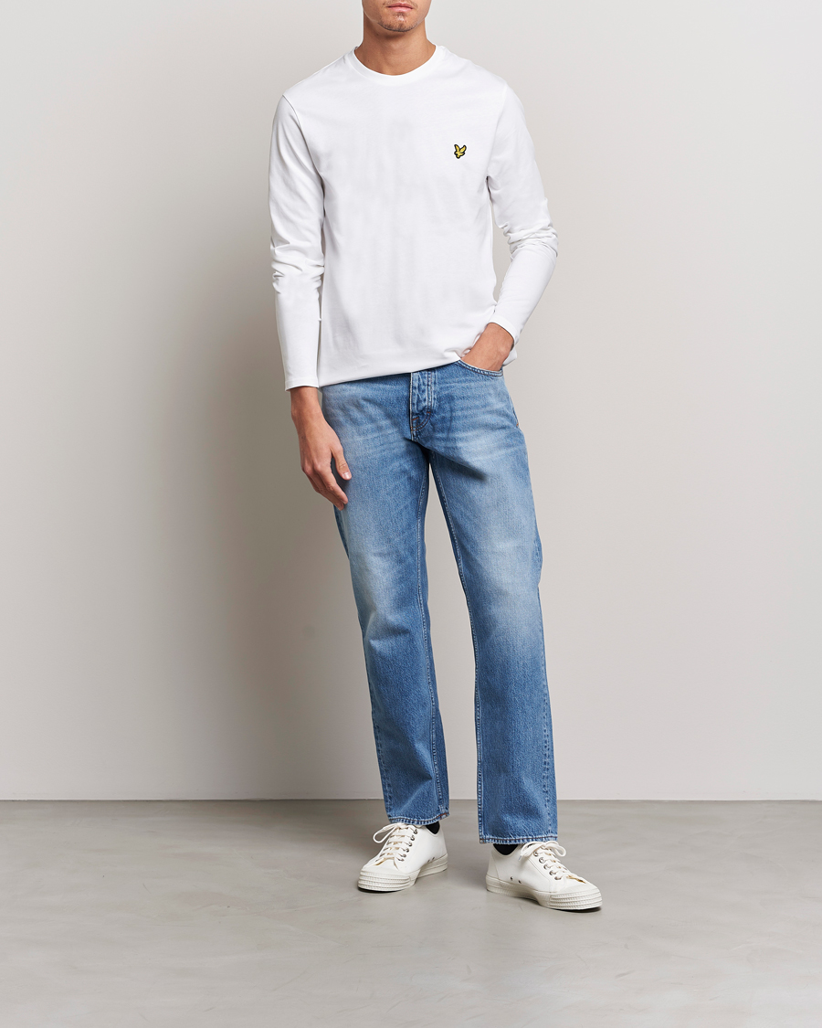 Hombres | Camisetas | Lyle & Scott | Plain Long Sleeve Cotton T-Shirt White