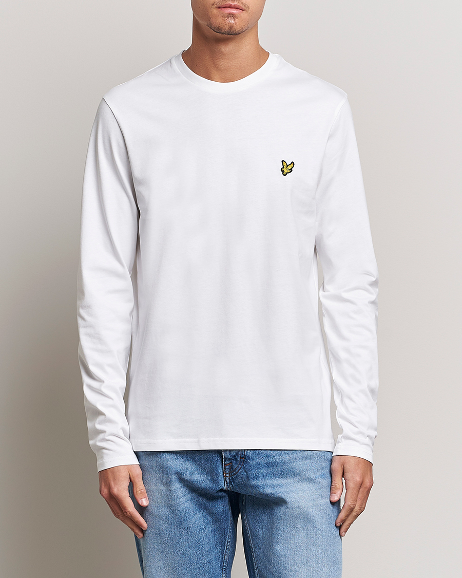 Hombres | Camisetas | Lyle & Scott | Plain Long Sleeve Cotton T-Shirt White