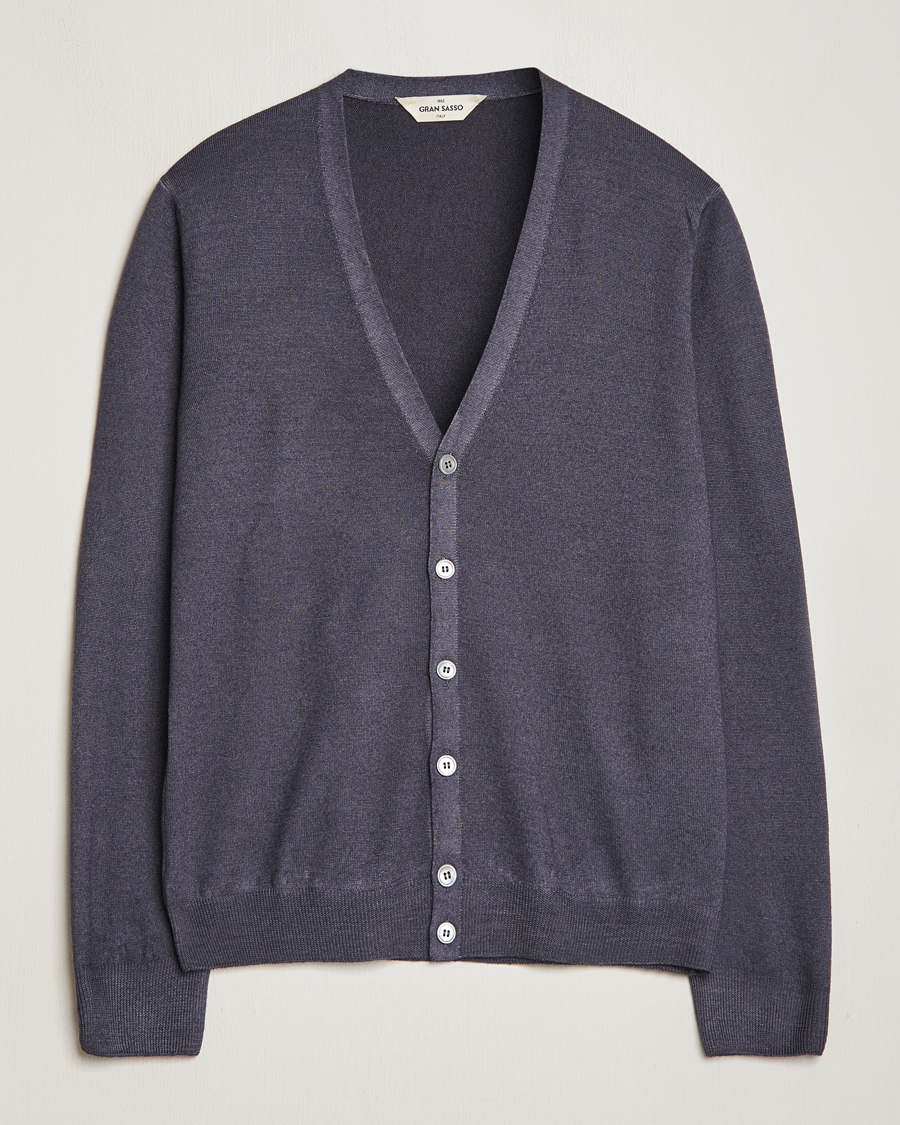 Hombres | Jerséis y prendas de punto | Gran Sasso | Vintage Merino Fashion Fit Cardigan Charcoal