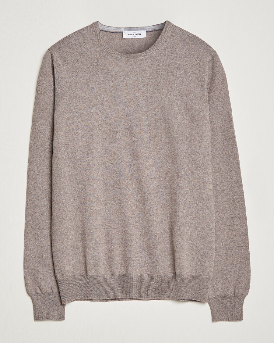 Hombres | Jerséis y prendas de punto | Gran Sasso | Merino Fashion Fit Crew Neck Pullover Beige