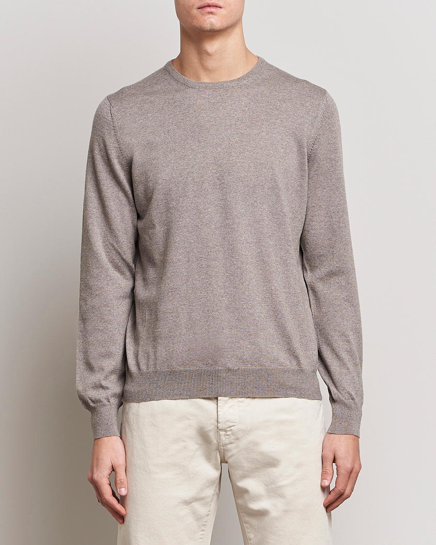 Hombres | Jerséis y prendas de punto | Gran Sasso | Merino Fashion Fit Crew Neck Pullover Beige