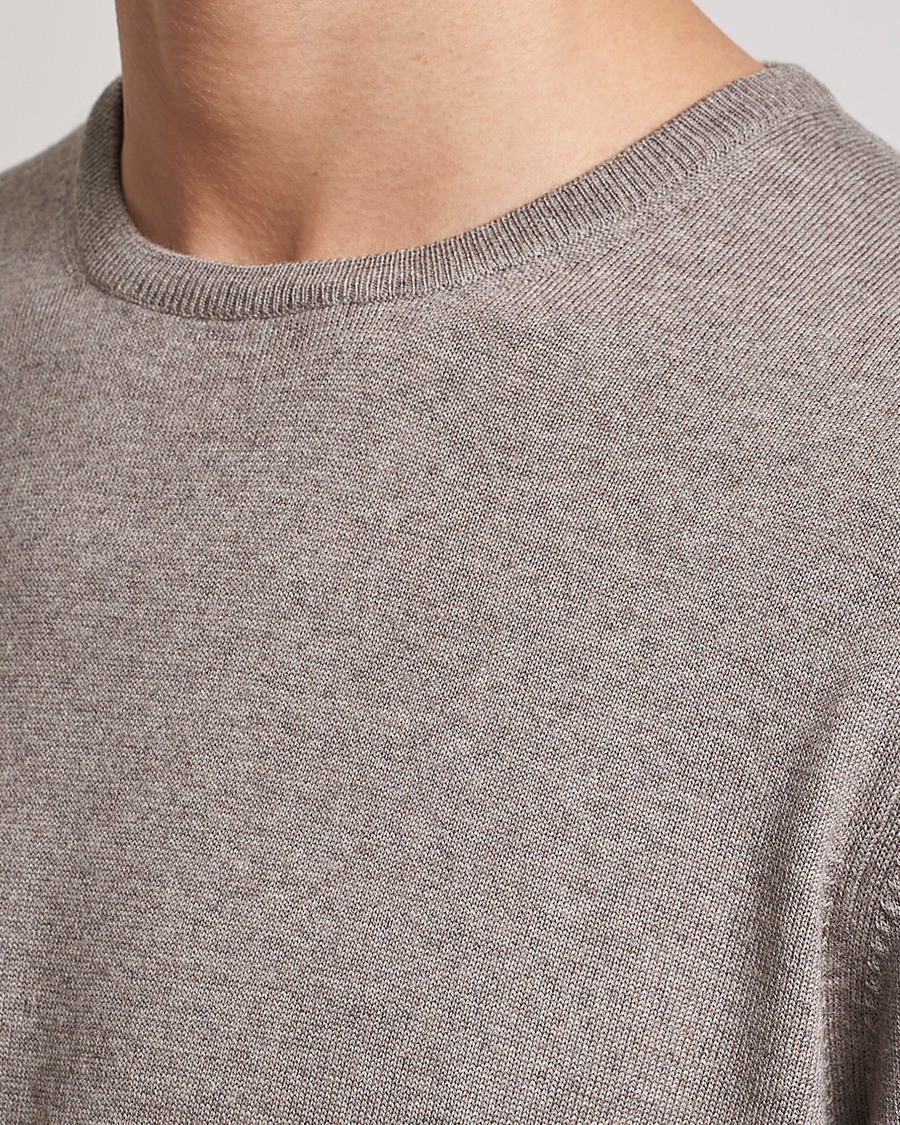 Hombres | Jerséis y prendas de punto | Gran Sasso | Merino Fashion Fit Crew Neck Pullover Beige