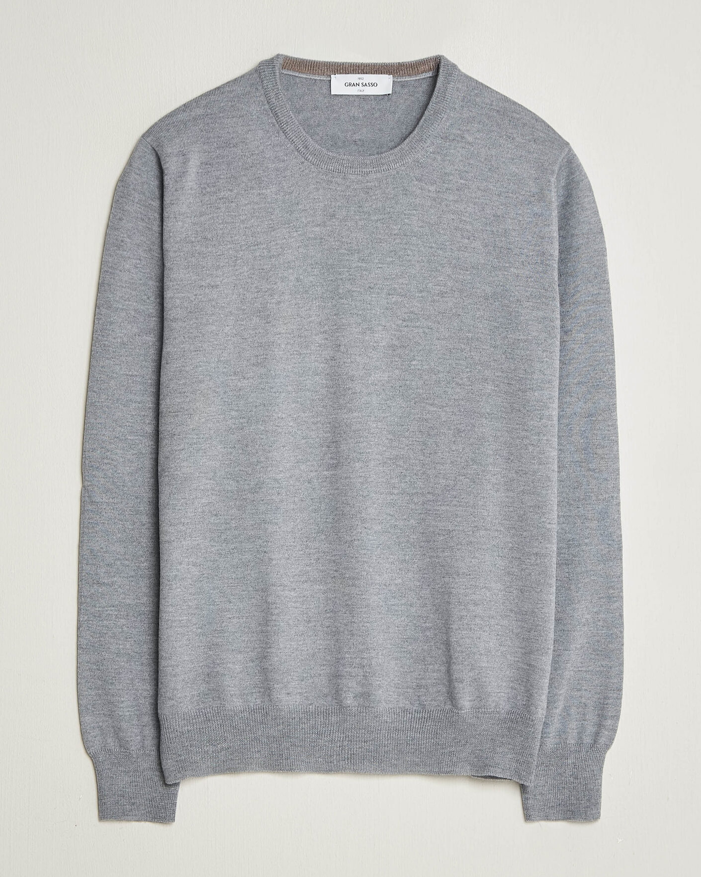 Hombres | Jerséis y prendas de punto | Gran Sasso | Merino Fashion Fit Crew Neck Pullover Light Grey