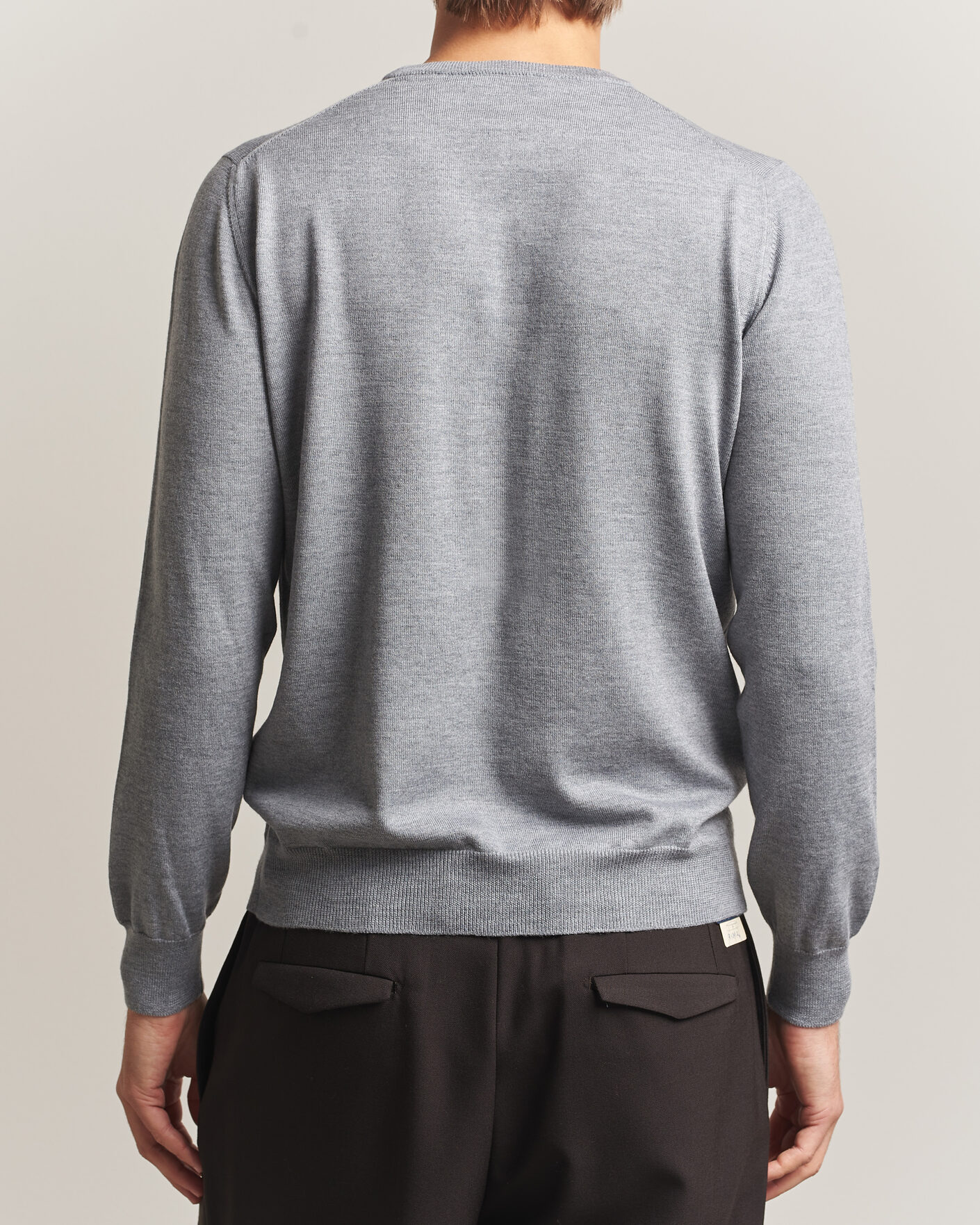 Hombres | Jerséis y prendas de punto | Gran Sasso | Merino Fashion Fit Crew Neck Pullover Light Grey