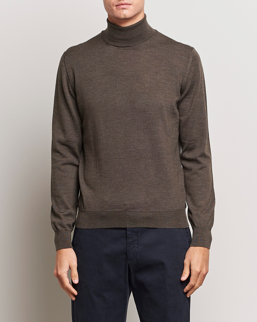 Hombres | Jerséis y prendas de punto | Gran Sasso | Merino Fashion Fit Rollneck Brown