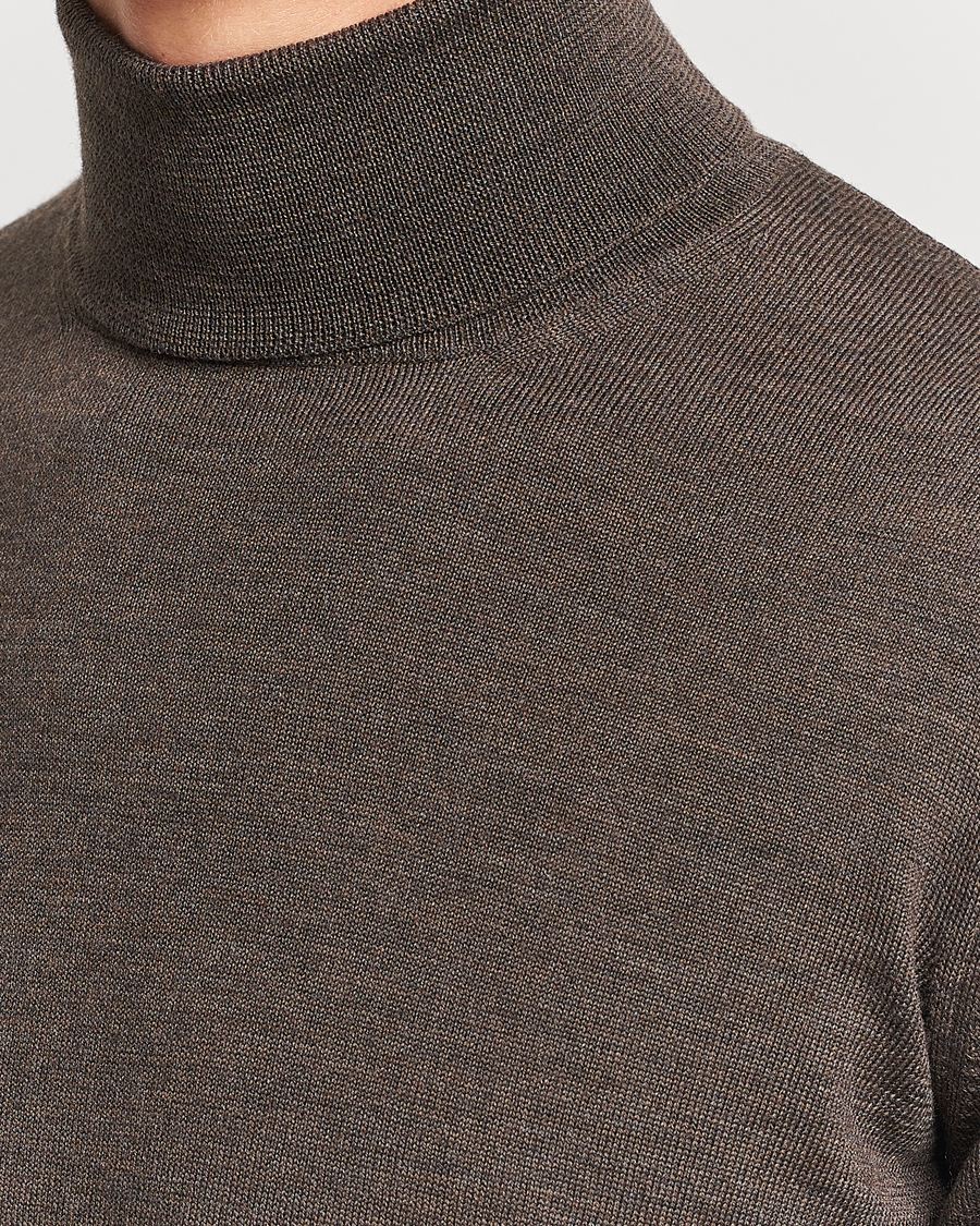 Hombres | Jerséis y prendas de punto | Gran Sasso | Merino Fashion Fit Rollneck Brown