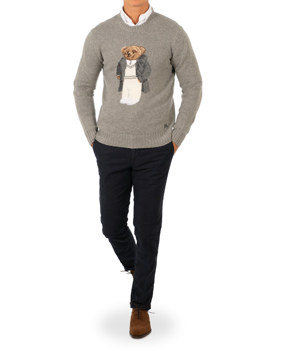 Hombres | Jerséis y prendas de punto | Ralph Lauren Purple Label | Cashmere Polo Sweater Classic Light Grey Heather