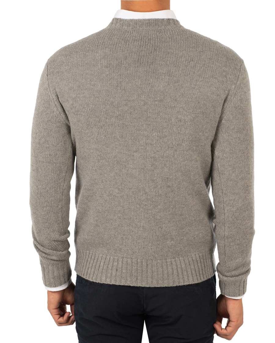 Hombres | Jerséis y prendas de punto | Ralph Lauren Purple Label | Cashmere Polo Sweater Classic Light Grey Heather