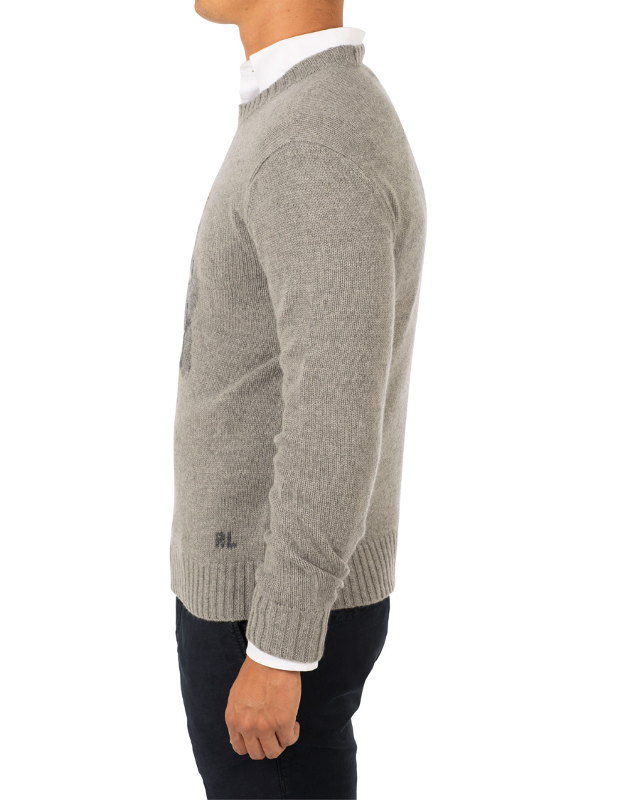 Hombres | Jerséis y prendas de punto | Ralph Lauren Purple Label | Cashmere Polo Sweater Classic Light Grey Heather