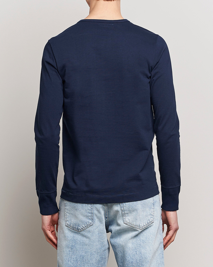 Hombres | Jerséis y prendas de punto | Merz b. Schwanen | Classic Organic Cotton Henley Sweater Ink Blue