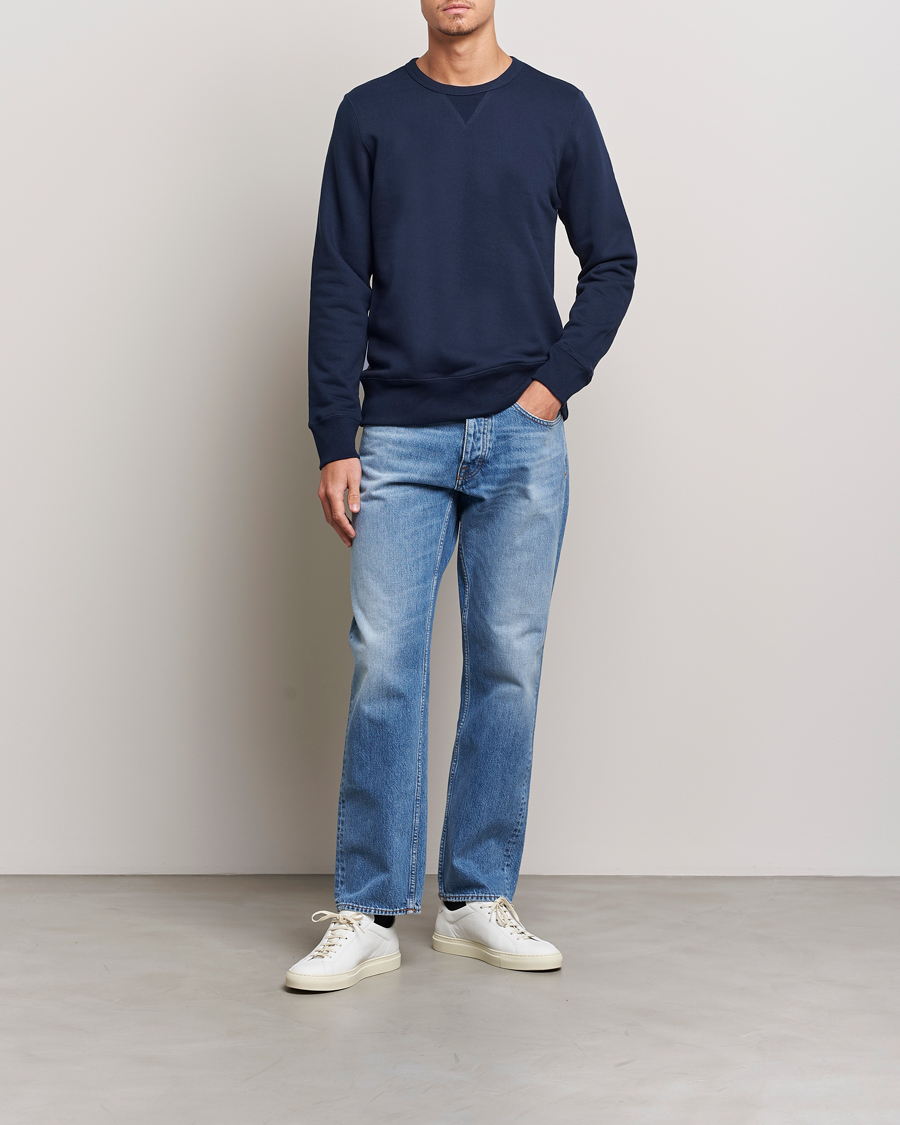 Hombres | Jerséis y prendas de punto | Merz b. Schwanen | Organic Cotton Crew Neck Sweat Ink Blue