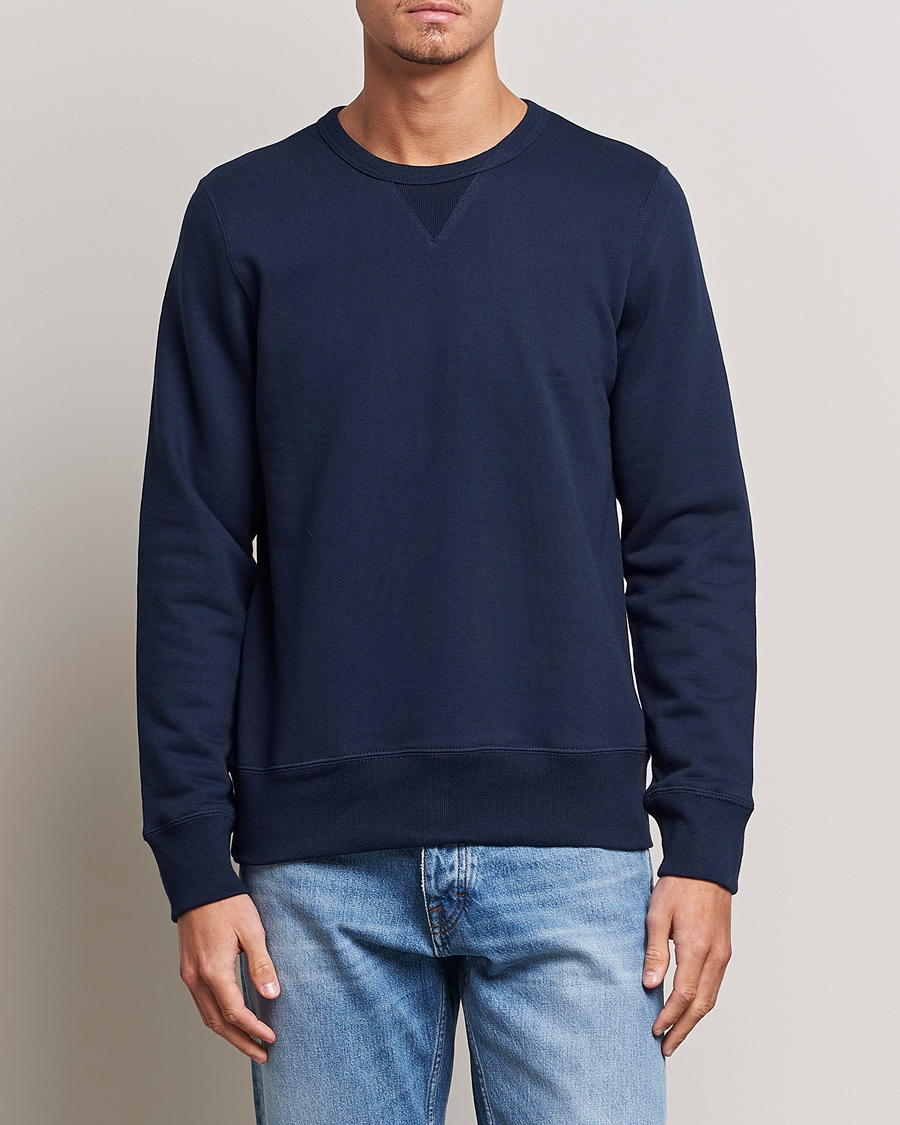 Hombres | Jerséis y prendas de punto | Merz b. Schwanen | Organic Cotton Crew Neck Sweat Ink Blue