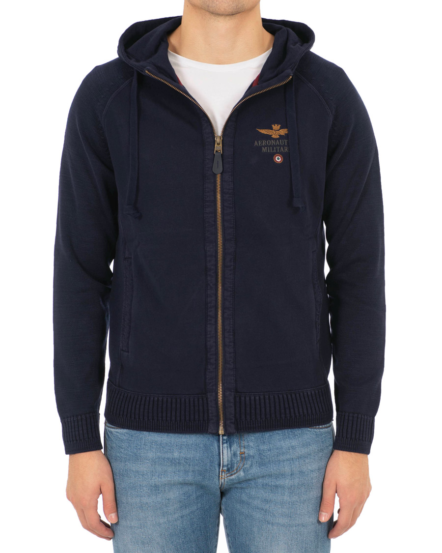 Hombres | Jerséis y prendas de punto | Aeronautica Militare | AF348 Full Zip Hoodie Navy
