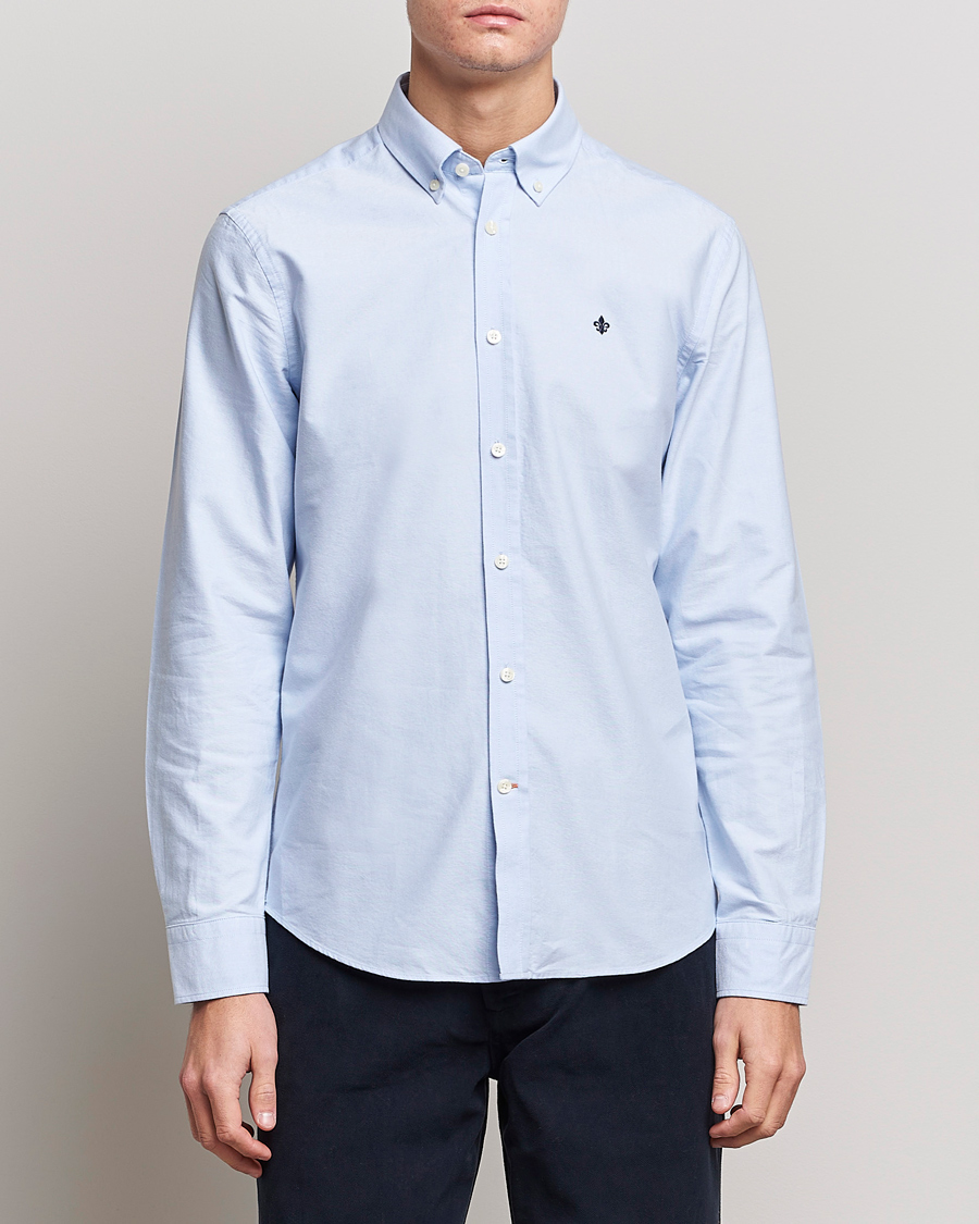 Hombres | Camisas oxford | Morris | Oxford Button Down Cotton Shirt Light Blue