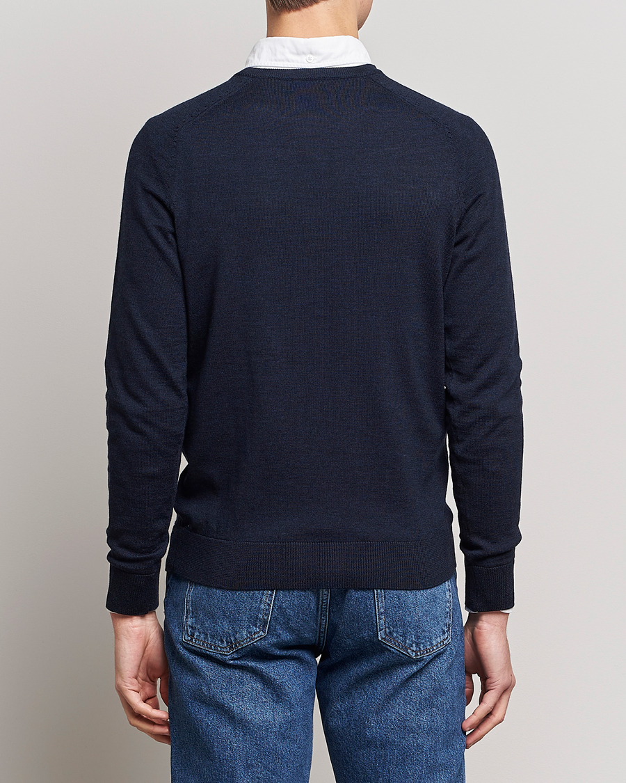 Hombres | Jerséis y prendas de punto | Morris | Merino O-neck Navy