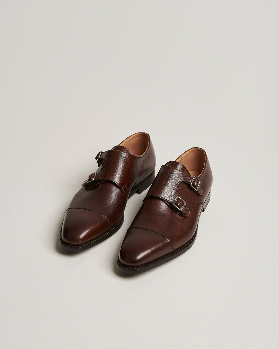 Hombres | Zapatos hechos a mano | Crockett & Jones | Lowndes Monkstrap City Sole Dark Brown Calf