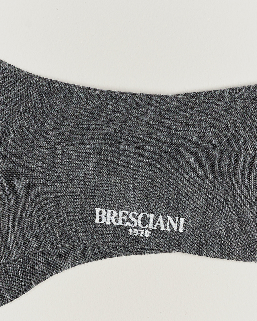 Hombres | Italian Department | Bresciani | Wool/Nylon Ribbed Short Socks Medium Grey