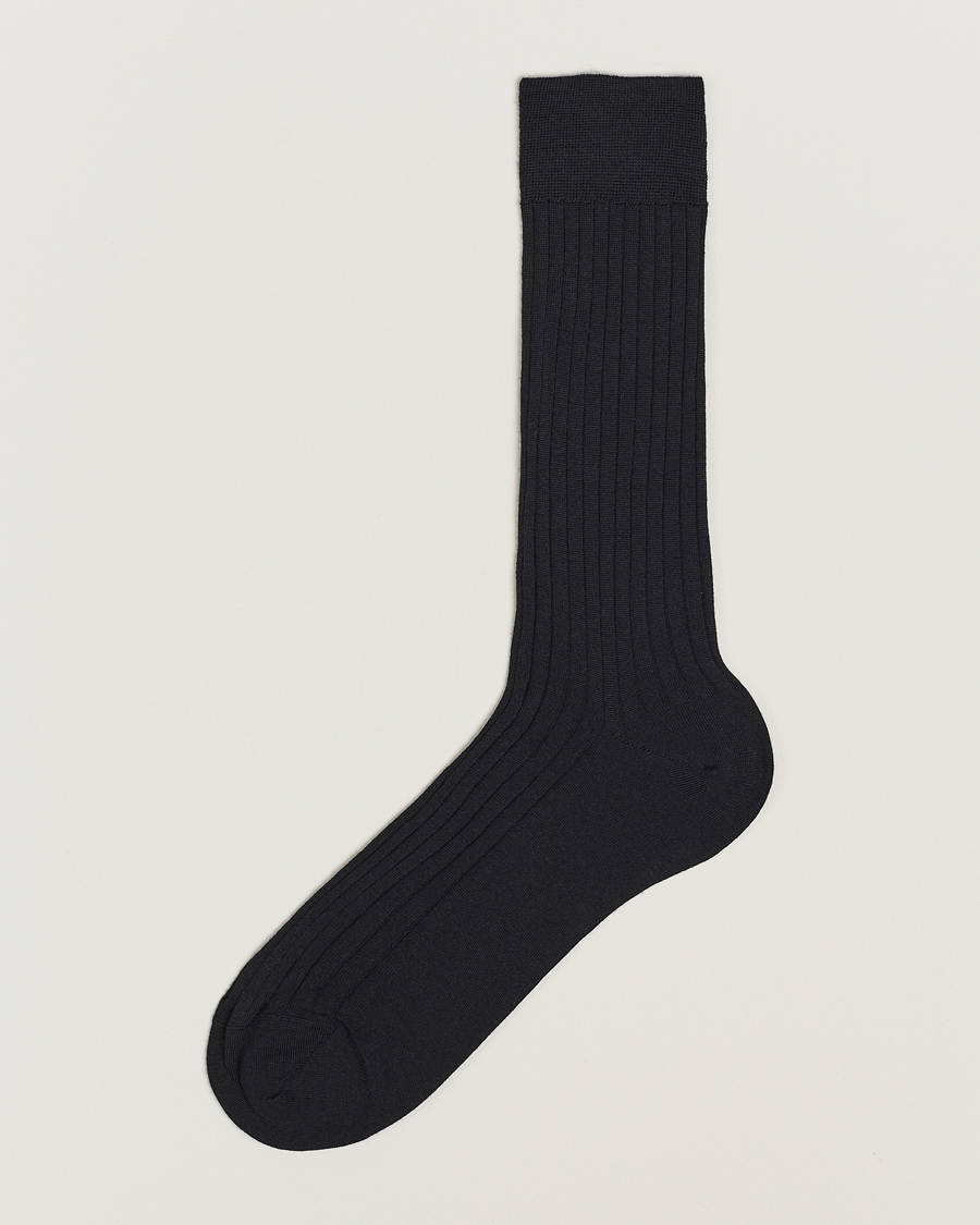 Hombres | Ropa interior y calcetines | Bresciani | Wool/Nylon Ribbed Short Socks Black