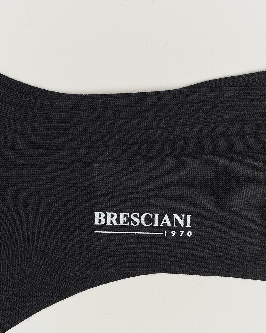 Hombres | Ropa interior y calcetines | Bresciani | Wool/Nylon Ribbed Short Socks Black