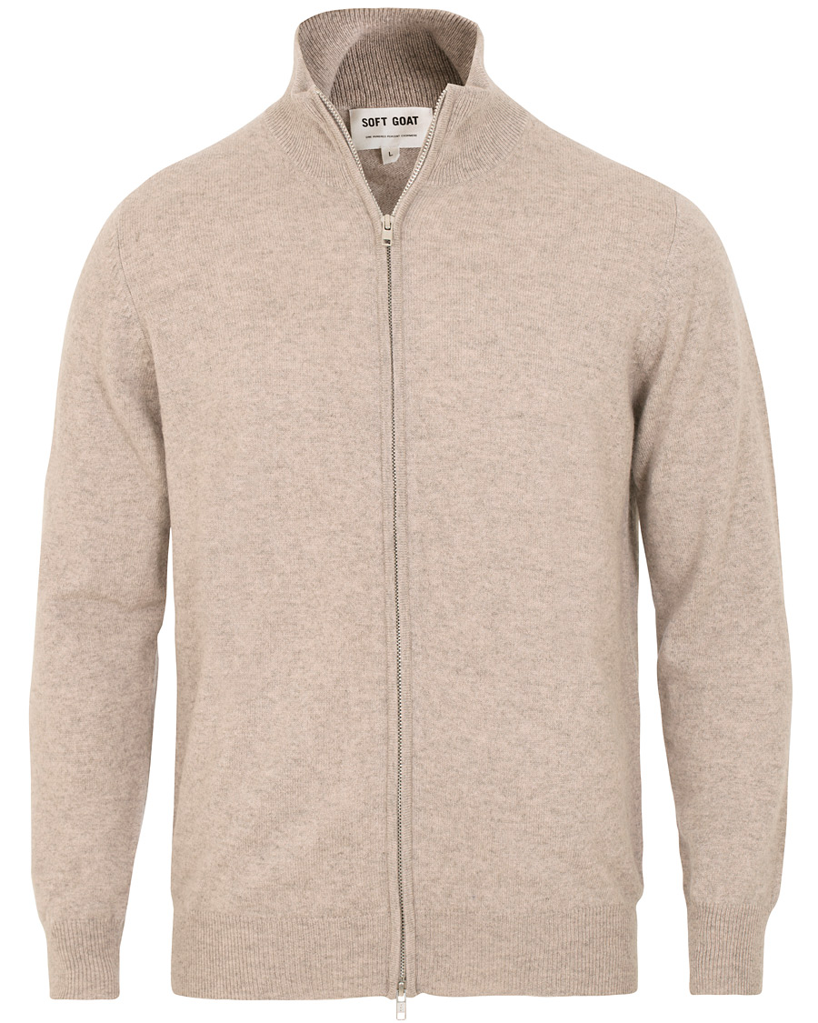Hombres | Jerséis y prendas de punto | Soft Goat | Cashmere Full-zip Light Taupe
